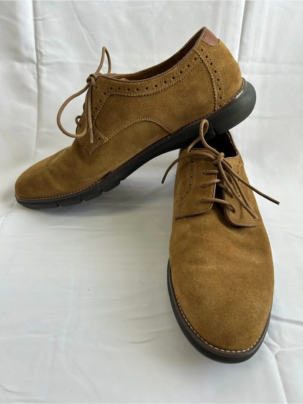Johnston & Murphy Sheepskin Suede Oxford Shoes Memory Foam Insole Men’s 12 Brown